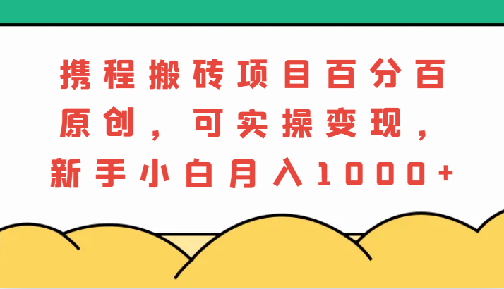 携程搬砖项目，百分百原创，可实操变现，新手小白月入1000+-云帆学社