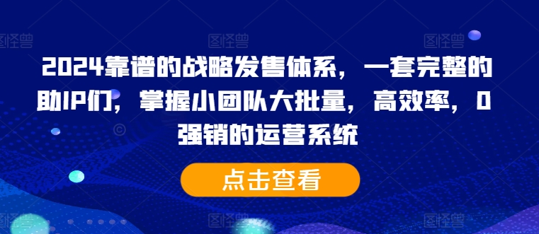 2024靠谱的战略发售体系，一套完整的助IP们，掌握小团队大批量，高效率，0 强销的运营系统-云帆学社