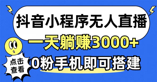 （12988期）抖音小程序无人直播，一天躺赚3000+，0粉手机可搭建，不违规不限流，小…-云帆学社