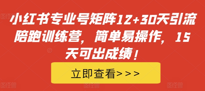 小红书专业号矩阵12+30天引流陪跑训练营，简单易操作，15天可出成绩!-云帆学社