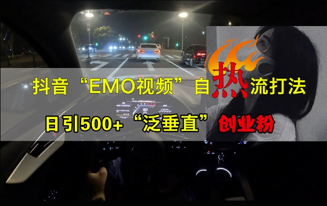 抖音EMO视频自热打法，日引500+“泛垂直”创业粉-云帆学社