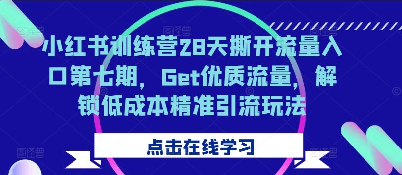 小红书训练营28天撕开流量入口第七期，Get优质流量，解锁低成本精准引流玩法-云帆学社