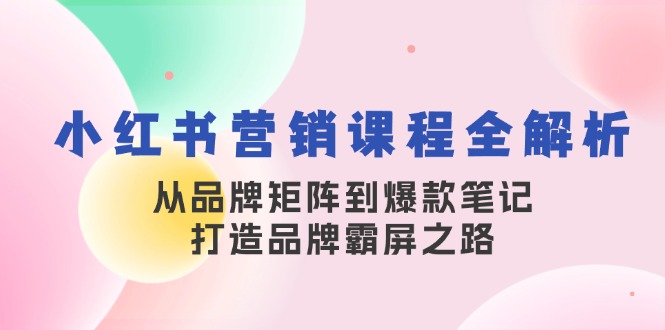 小红书营销课程全解析，从品牌矩阵到爆款笔记，打造品牌霸屏之路-云帆学社