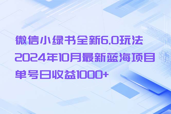 （13052期）微信小绿书全新6.0玩法，2024年10月最新蓝海项目，单号日收益1000+-云帆学社