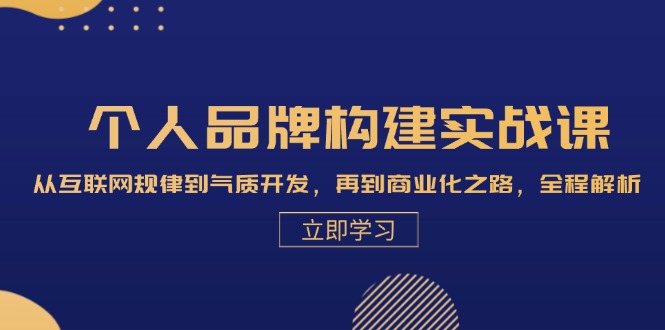 （13059期）个人品牌构建实战课：从互联网规律到气质开发，再到商业化之路，全程解析-云帆学社