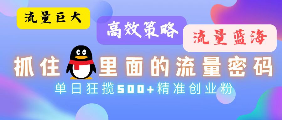 （13068期）流量蓝海，抓住QQ里面的流量密码！高效策略，单日狂揽500+精准创业粉-云帆学社