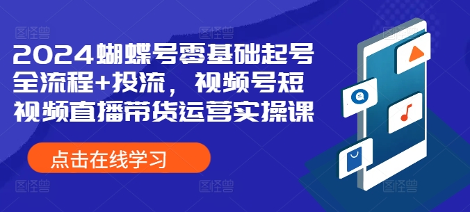 2024蝴蝶号零基础起号全流程+投流，视频号短视频直播带货运营实操课-云帆学社