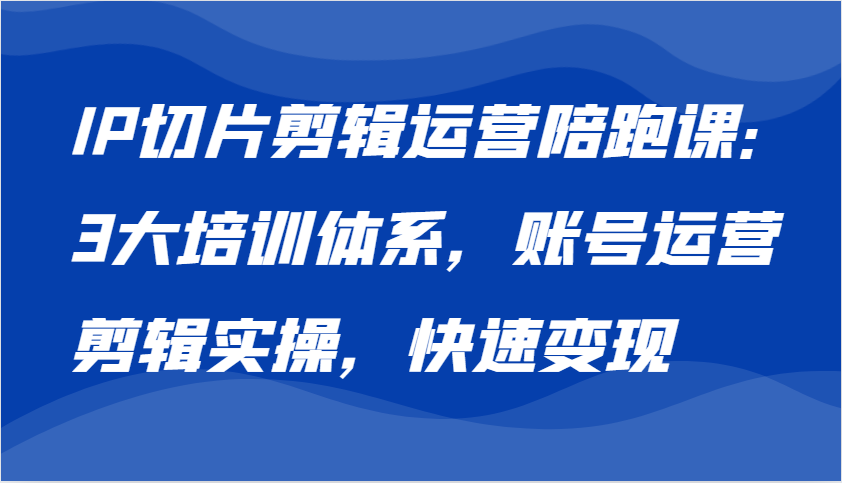 IP切片剪辑运营陪跑课，3大培训体系：账号运营 剪辑实操 快速变现-云帆学社