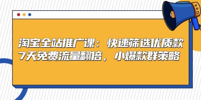 淘宝全站推广课：快速筛选优质款，7天免费流量翻倍，小爆款群策略-云帆学社