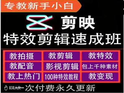 剪映特效教程和运营变现教程，特效剪辑速成班，专教新手小白-云帆学社