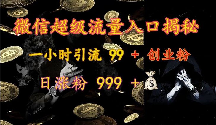 微信超级流量入口揭秘：一小时引流 99 + 创业粉，日涨粉 999 +-云帆学社