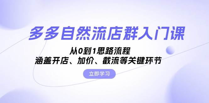 多多自然流店群入门课，从0到1思路流程，涵盖开店、加价、截流等关键环节-云帆学社