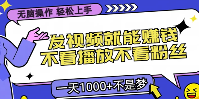 （13283期）无脑操作，只要发视频就能赚钱？不看播放不看粉丝，小白轻松上手，一天…-云帆学社