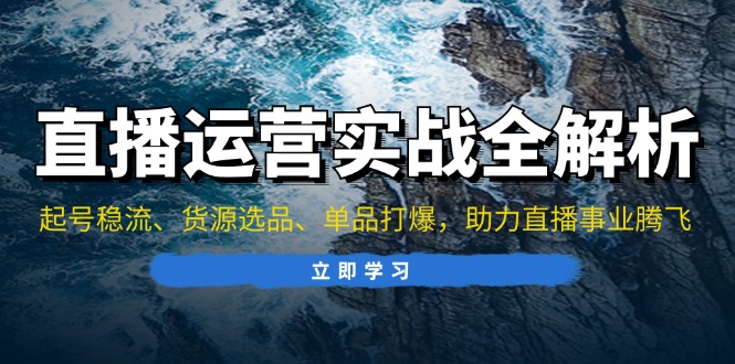 （13294期）直播运营实战全解析：起号稳流、货源选品、单品打爆，助力直播事业腾飞-云帆学社