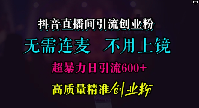 抖音直播间引流创业粉，无需连麦、无需上镜，超暴力日引流600+高质量精准创业粉-云帆学社