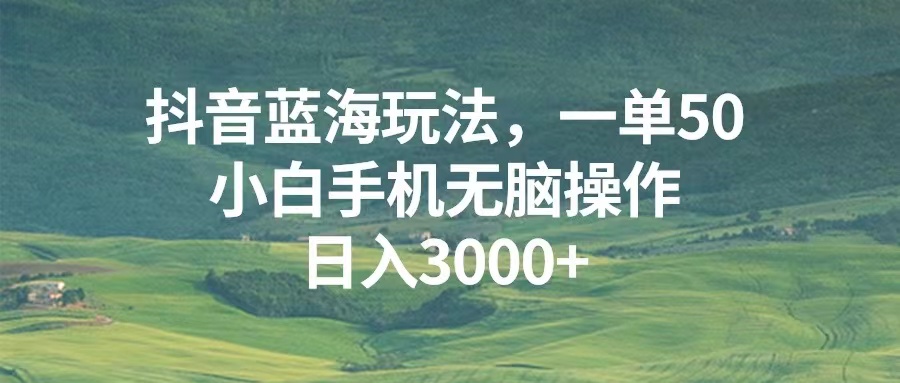 （13353期）抖音蓝海玩法，一单50，小白手机无脑操作，日入3000+-云帆学社