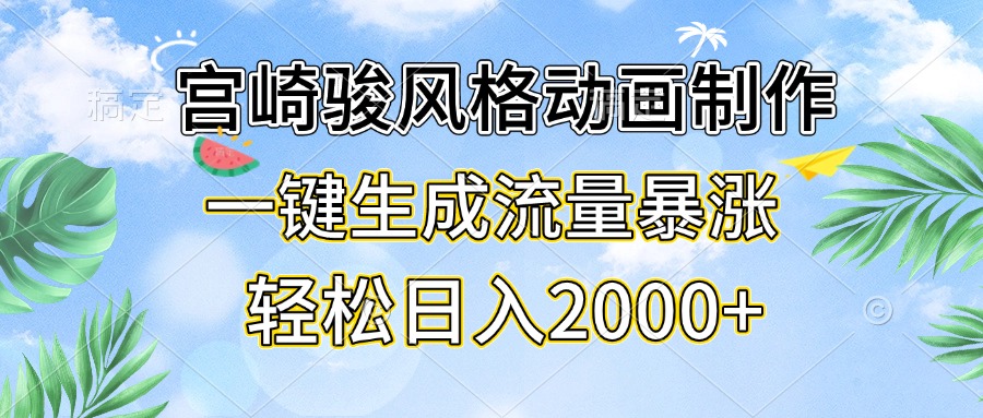 （13386期）宫崎骏风格动画制作，一键生成流量暴涨，轻松日入2000+-云帆学社