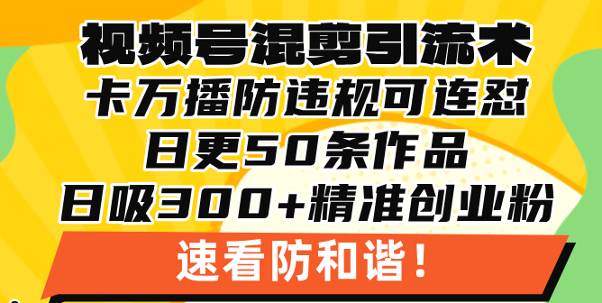 （13400期）视频号混剪引流技术，500万播放引流17000创业粉，操作简单当天学会-云帆学社