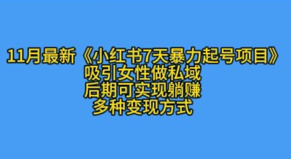 K总部落11月最新小红书7天暴力起号项目，吸引女性做私域-云帆学社