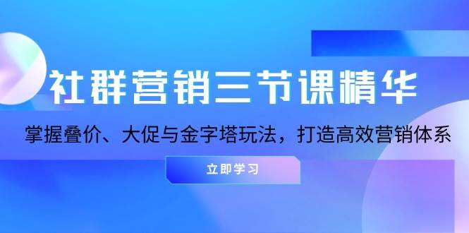 社群营销三节课精华：掌握叠价、大促与金字塔玩法，打造高效营销体系-云帆学社