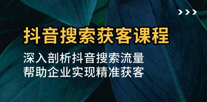 （13465期）抖音搜索获客课程：深入剖析抖音搜索流量，帮助企业实现精准获客-云帆学社