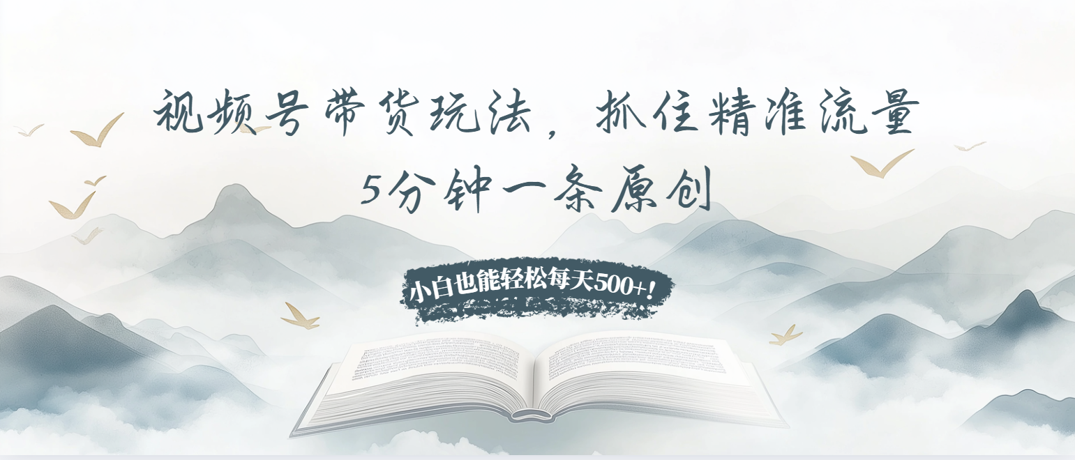 （13492期）视频号带货玩法，抓住精准流量，5分钟一条原创，小白也能轻松每天500+！-云帆学社