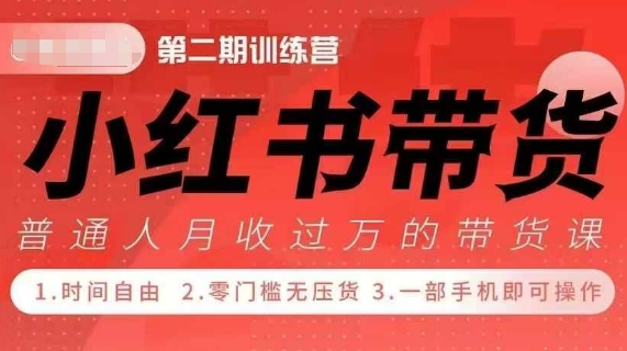 小Red书带货42天训练营 2.0版，宝妈+自由职+上班族+大学生，提高副业收入的大红利项目-云帆学社