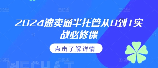 2024速卖通半托管从0到1实战必修课，掌握通投广告打法、熟悉速卖通半托管的政策细节-云帆学社