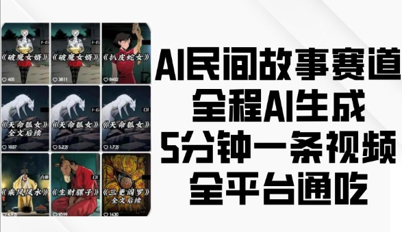 AI民间故事赛道，全程AI生成5分钟一条视频，全平台通吃-云帆学社