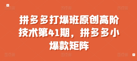 拼多多打爆班原创高阶技术第41期，拼多多小爆款矩阵-云帆学社