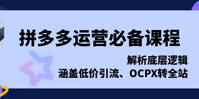 （13700期）拼多多运营必备课程，解析底层逻辑，涵盖低价引流、OCPX转全站-云帆学社