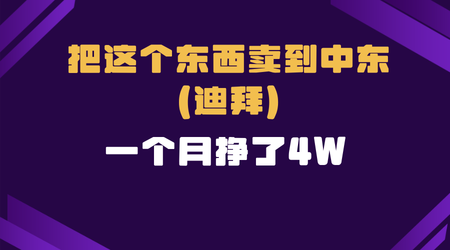 （13740期）跨境电商一个人在家把货卖到迪拜，暴力项目拆解-云帆学社