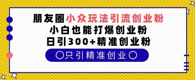 朋友圈小众玩法引流创业粉，小白也能打爆创业粉，日引300+精准创业粉-云帆学社