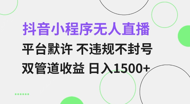 抖音小程序无人直播 平台默许 不违规不封号 双管道收益 日入多张 小白也能轻松操作【仅揭秘】-云帆学社