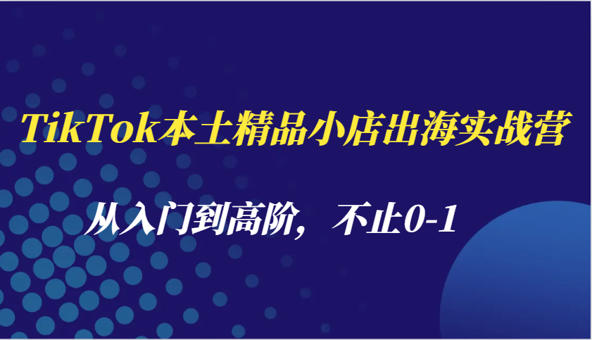 TikTok本土精品小店出海实战营，从入门到高阶，不止0-1-云帆学社